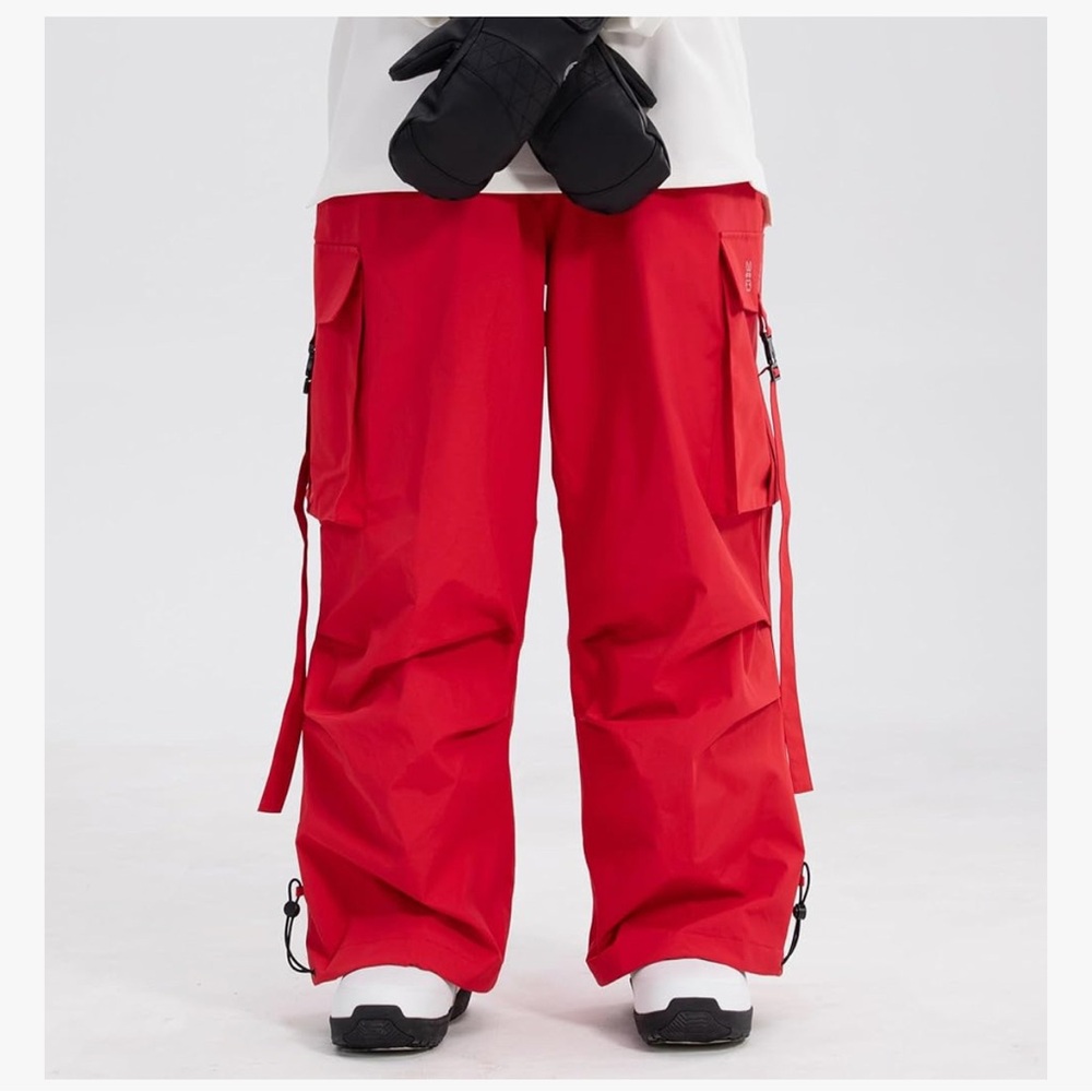 NEW Bit Snow Red Cargo Pants with Weather-Resistant Fabric